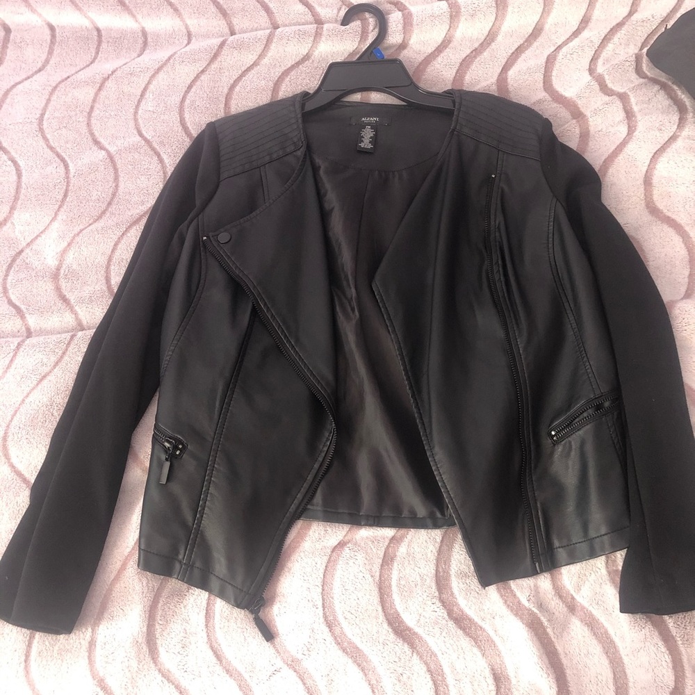 Motto half leather half soft jacket.